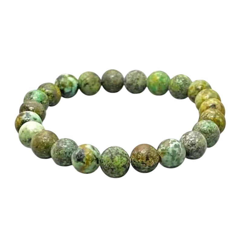 African Turquoise Bracelet for Women Men's Gifts - Protection Healing Crystal Bracelet - 8mm Gemstone Beaded Adjustable